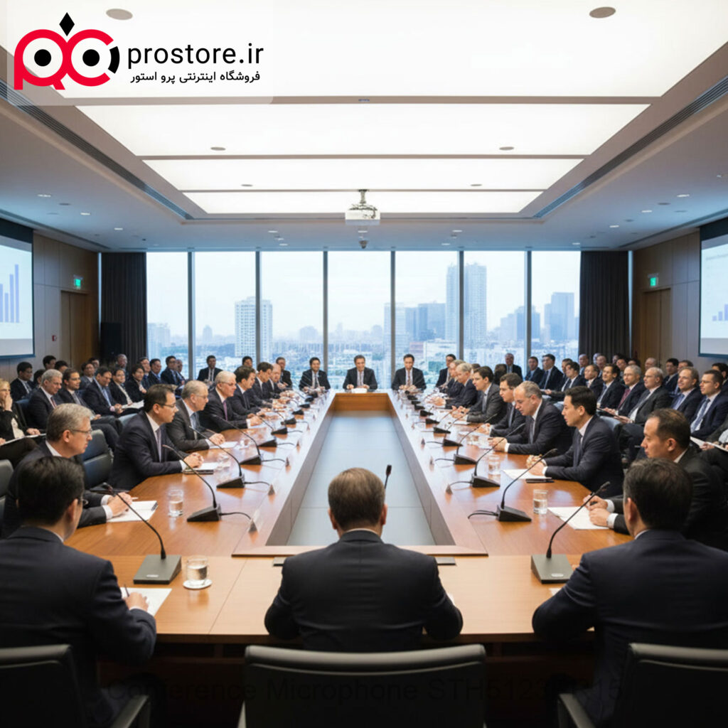 نمای نزدیک میکروفون کنفرانس دیجیتال رومیزی